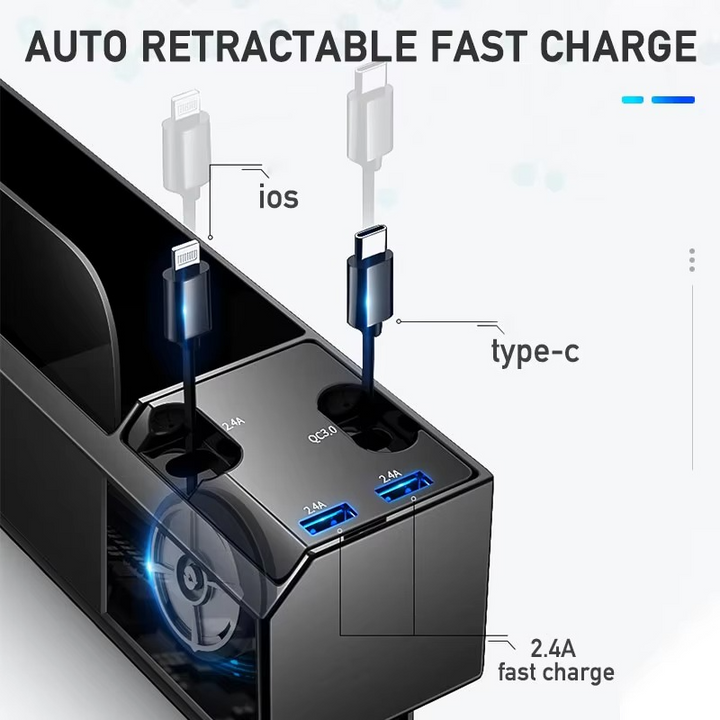 BowLift | Car Seat Gap Storage Box with Charging Cable