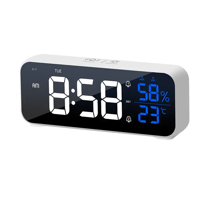 Multipurpose Musical LED Desk Clock with Alarm Function, Temperature and Humidity Display – Digital Clock for Desk and Bedroom | Bowlift
