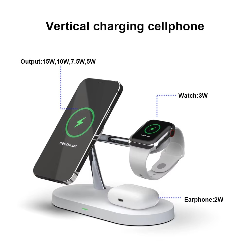 BowLift | Magnetic 3 in 1 Wireless Charging Station - Fast Charger for iPhone, Apple Watch & AirPods