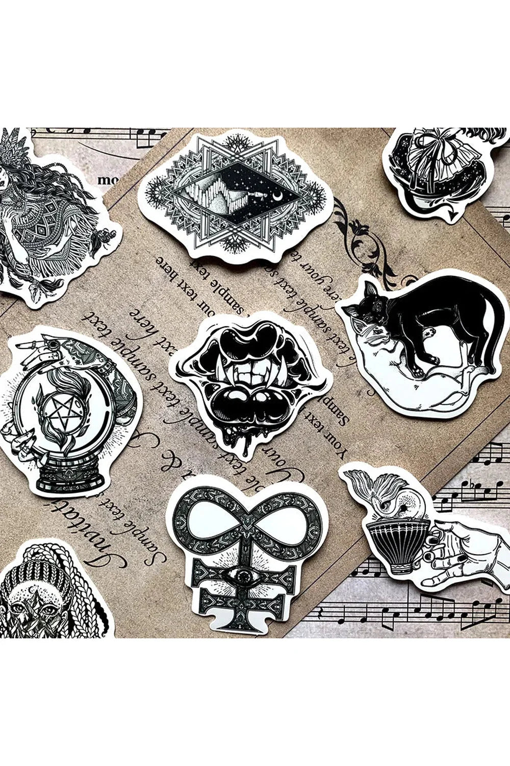 White Gothic Scrapbooking Stickers | Bowlift