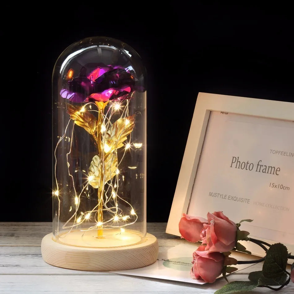 BowLift | Eternal Rose in Glass Dome | Handpicked, LED Lit & Ideal for Romantic Gifts and Home Decor