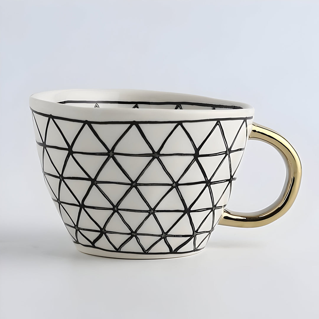 Ceramic mug with geometric design – Stylish and modern | Ideal for coffee or tea | Bowlift