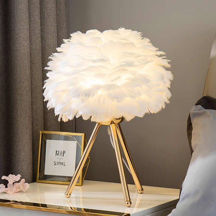 BowLift | Table Lamp - FeatherLux - Dimmable Light - Elegant Feather Design