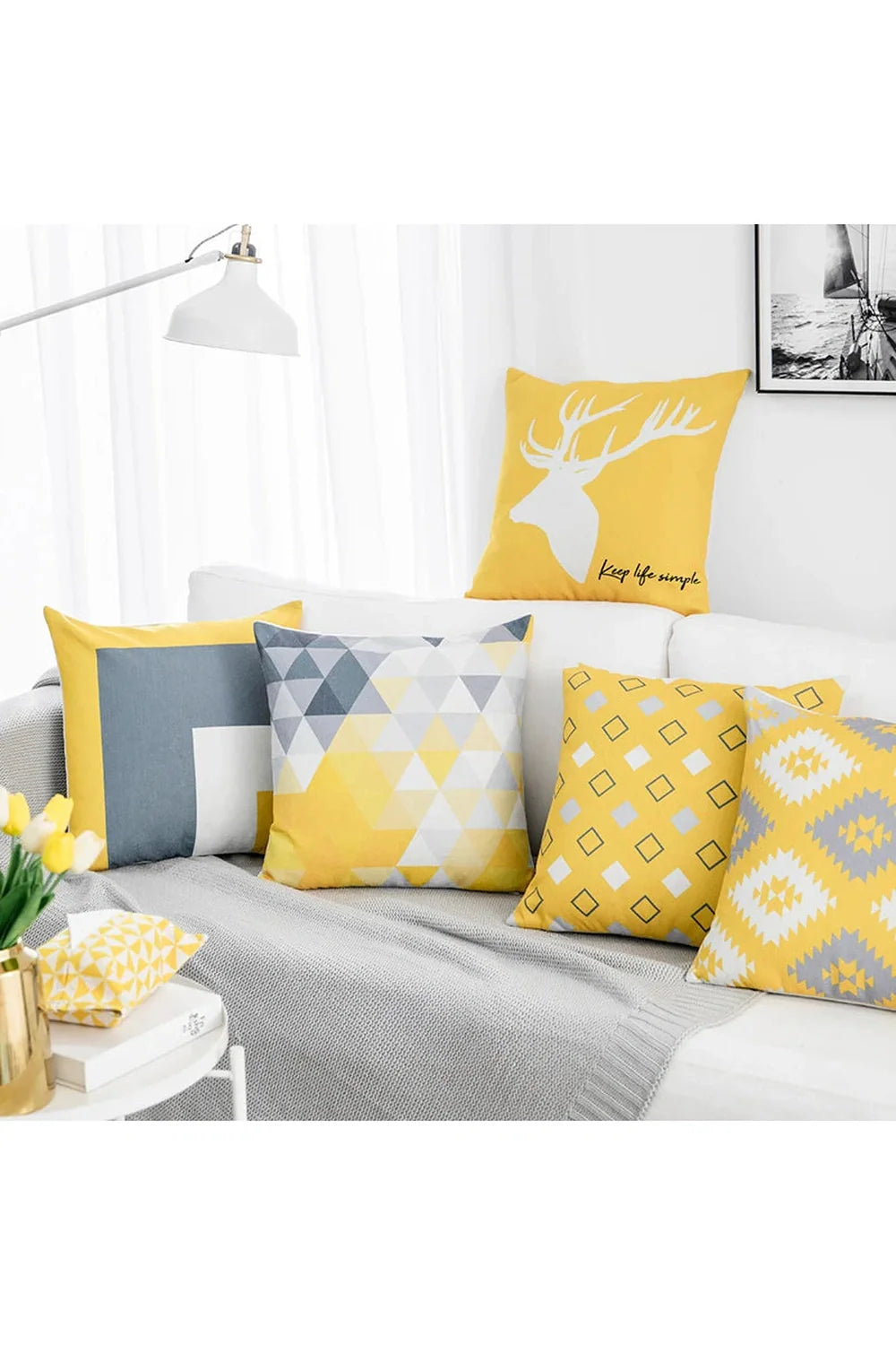 Yellow deer geometry pillowcase | Bowlift