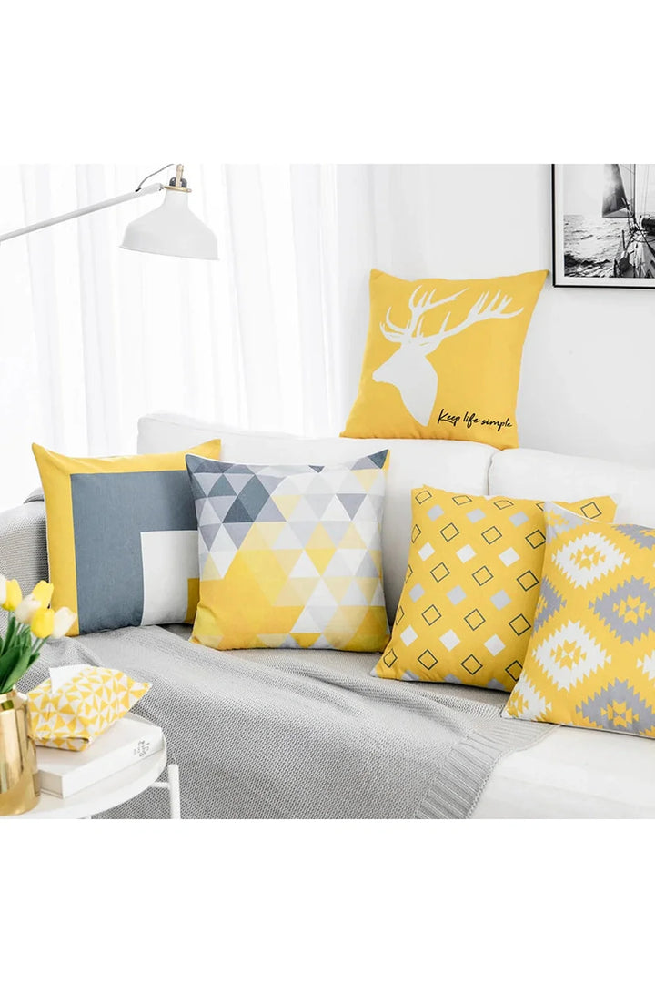 Yellow deer geometry pillowcase | Bowlift