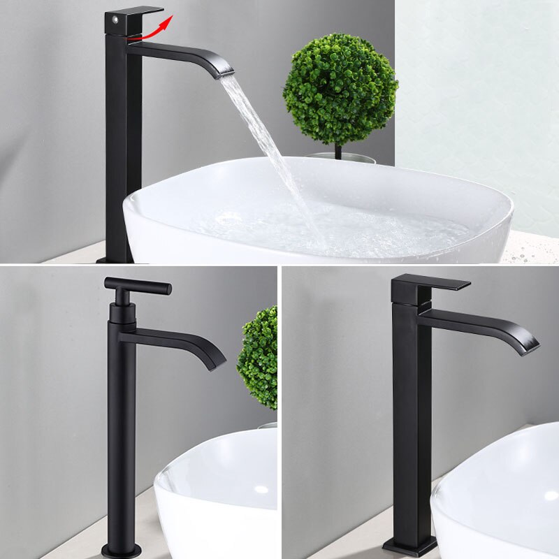 BowLift | Matte black cold water single faucets for sink installation