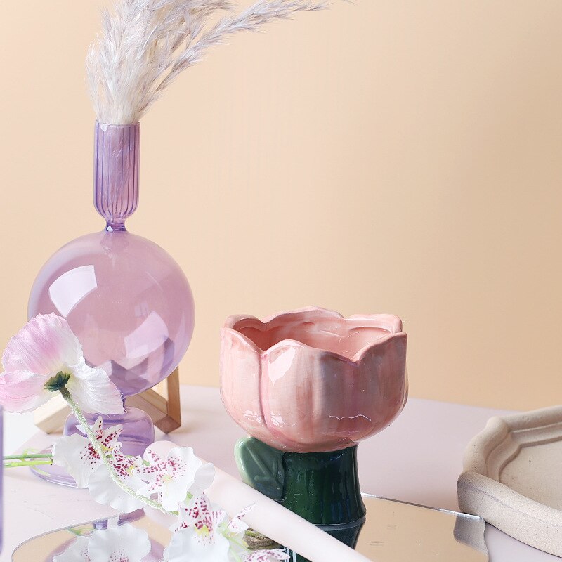BowLift | Lilac Candle Holder made of Glass