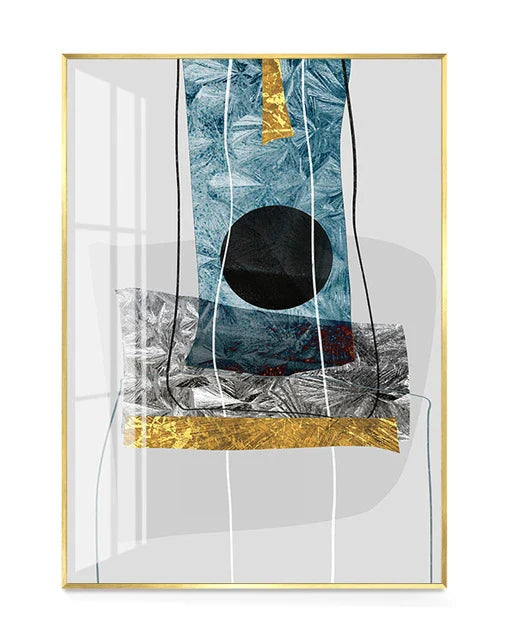 Abstract Minimalist Blue Nordic Ice Geometric Wall Art Fine Art Canvas Prints Posters Pictures For Modern Apartment Living Room Art Decor | Bowlift