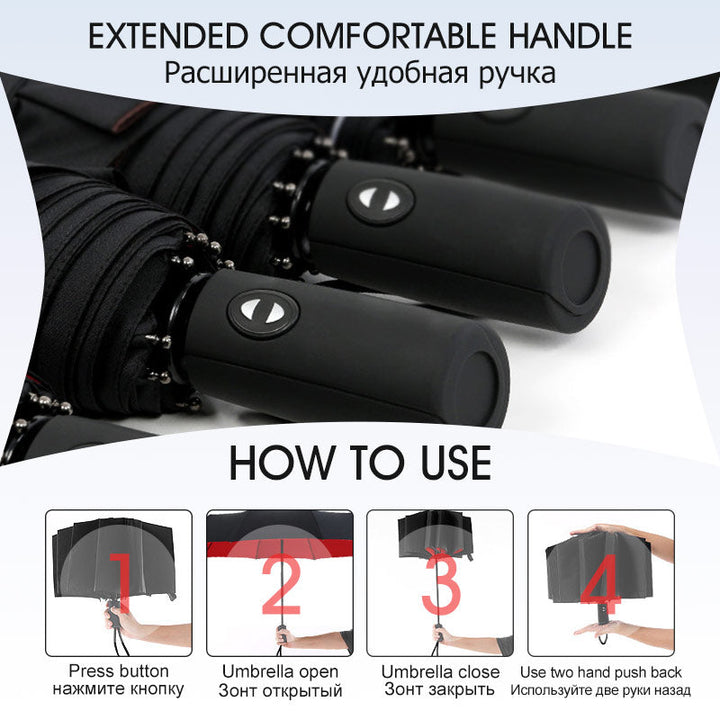 BowLift | StormShield Automatic Umbrella – Windproof Storm Umbrella with Reversed Closing Mechanism