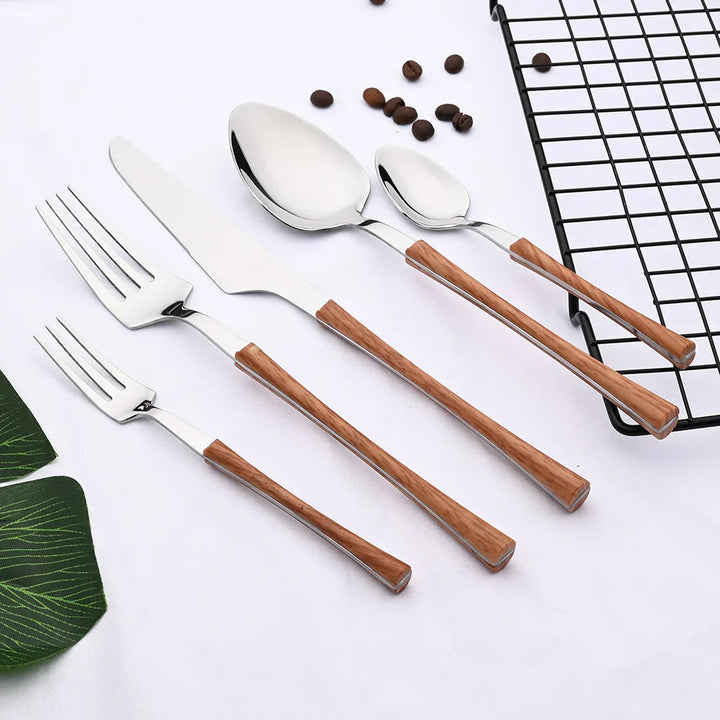 BowLift | RusticDining | Stainless Steel Cutlery with Wooden Handles