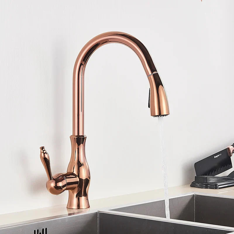 BowLift | GlamFaucet Kitchen Faucet - Luxury Golden Kitchen Mixer Faucet