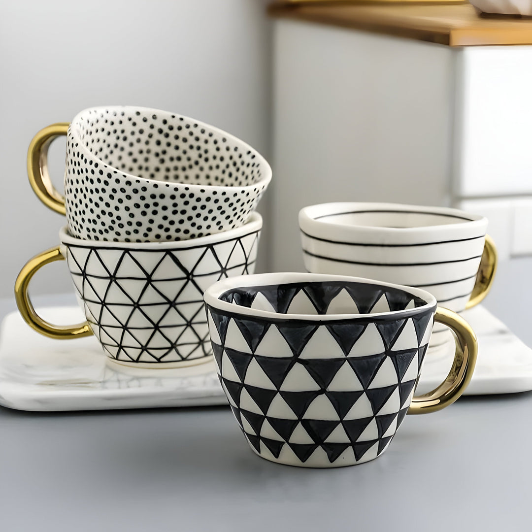 Ceramic mug with geometric design – Stylish and modern | Ideal for coffee or tea | Bowlift