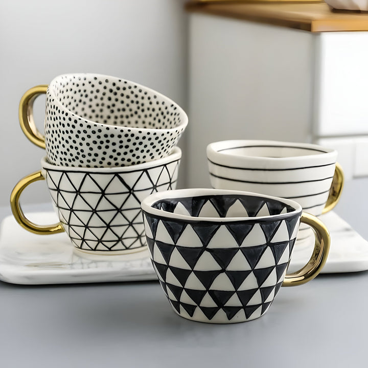 Ceramic mug with geometric design – Stylish and modern | Ideal for coffee or tea | Bowlift