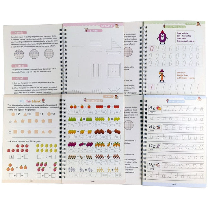Kids Practice Magic Groove Writing Notebook Auto-Disappears in 10 Minutes Bowlift