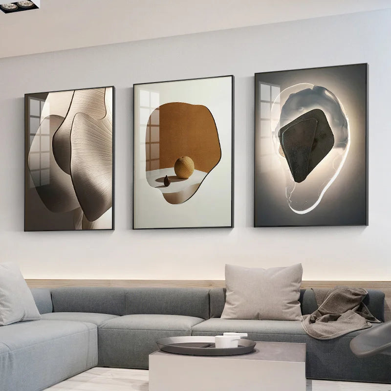 Modern Aesthetics Abstract Geometry Wall Art Fine Art Canvas Prints Pictures For Luxury Apartment Living Room Dining Room Entrance Foyer Art Decor | Bowlift