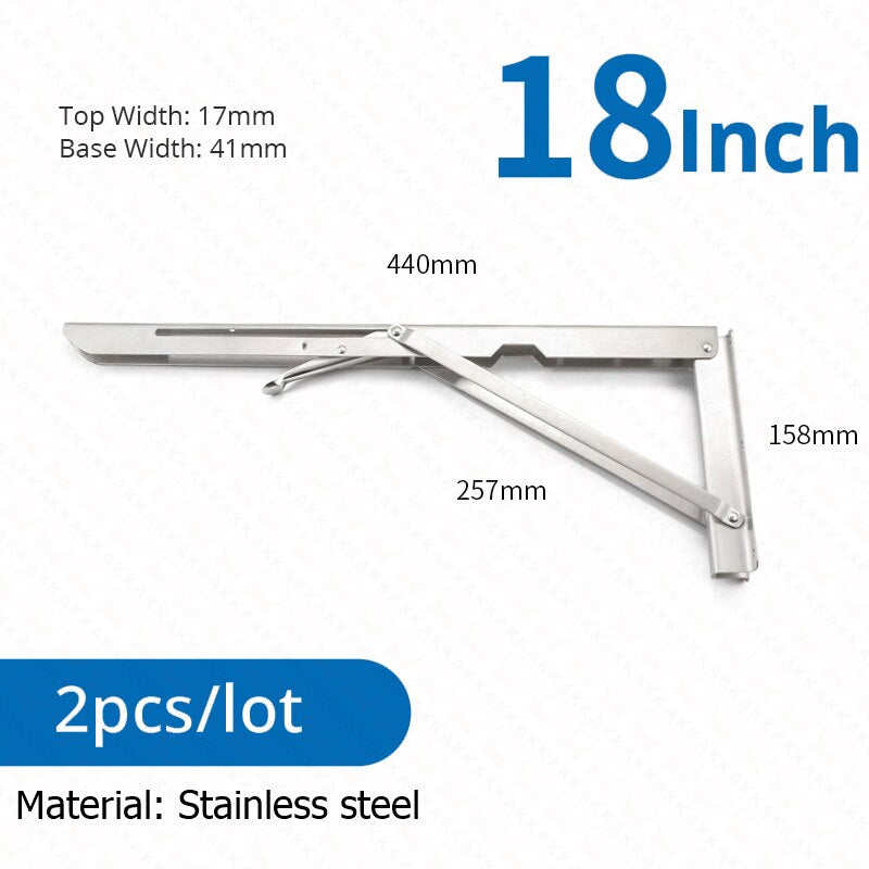BowLift | 2-piece set collapsible shelf brackets, heavy-duty, made of stainless steel for tables, motorhomes and space-saving