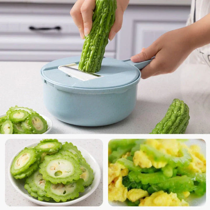 BowLift | Multifunctional Vegetable Grater with Sieve – 3-in-1 Kitchen Grater for Vegetables & Fruits | Practical Kitchen Helper with Collection Tray
