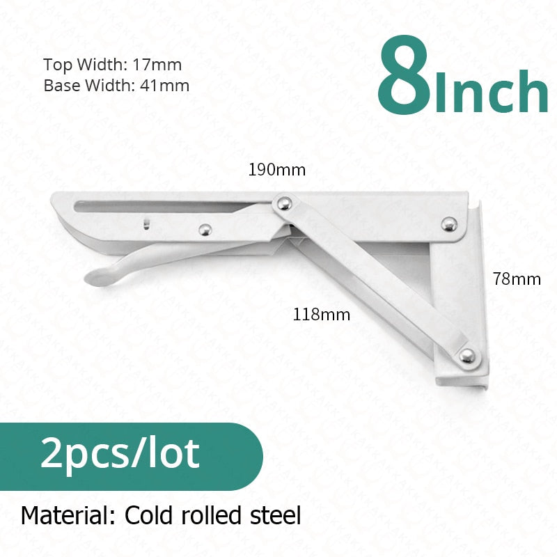 BowLift | 2-piece set collapsible shelf brackets, heavy-duty, made of stainless steel for tables, motorhomes and space-saving