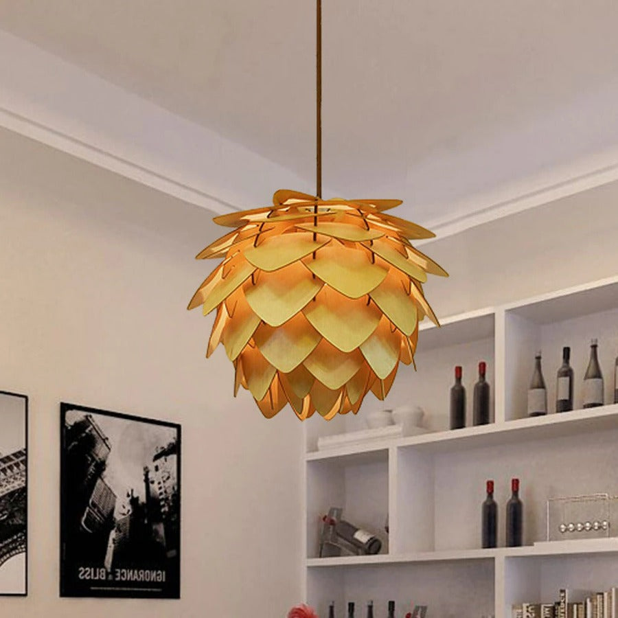 BowLift | Handcrafted Wooden Pine Cone Pendant Light