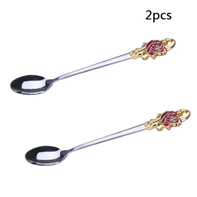 BowLift | Handcrafted Enamel Coffee Mugs Rose-Glass Tea Cup with Steel Spoon Luxury Unique Gifts for Wedding Valentine's Day Birthday Gifts