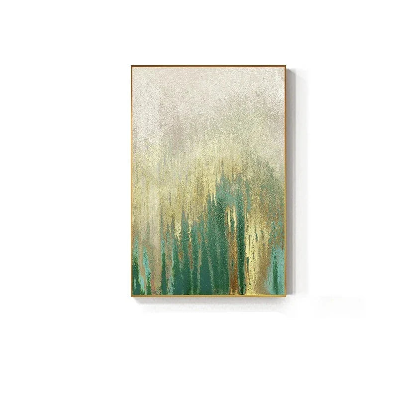 Green Beige Golden Abstract Wall Art Fine Art Canvas Prints Pictures For Modern Apartment Living Room Dining Room Art Decor | Bowlift