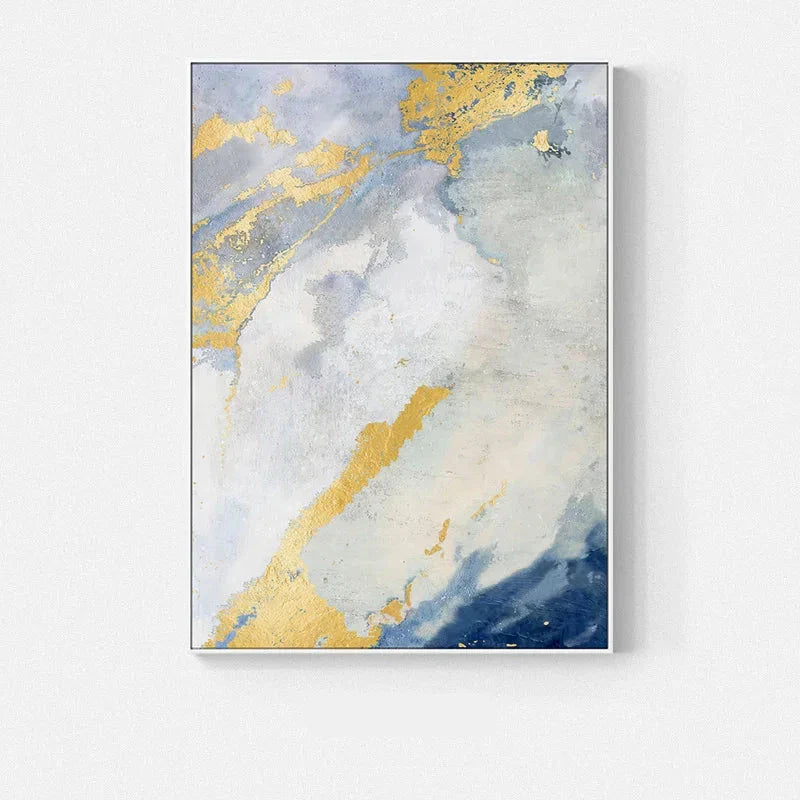 Blue Golden Ocean Spray Seascape Abstract Wall Art Fine Art Canvas Prints Marble Pictures For Living Room Dining Room Art For Contemporary Interiors | Bowlift
