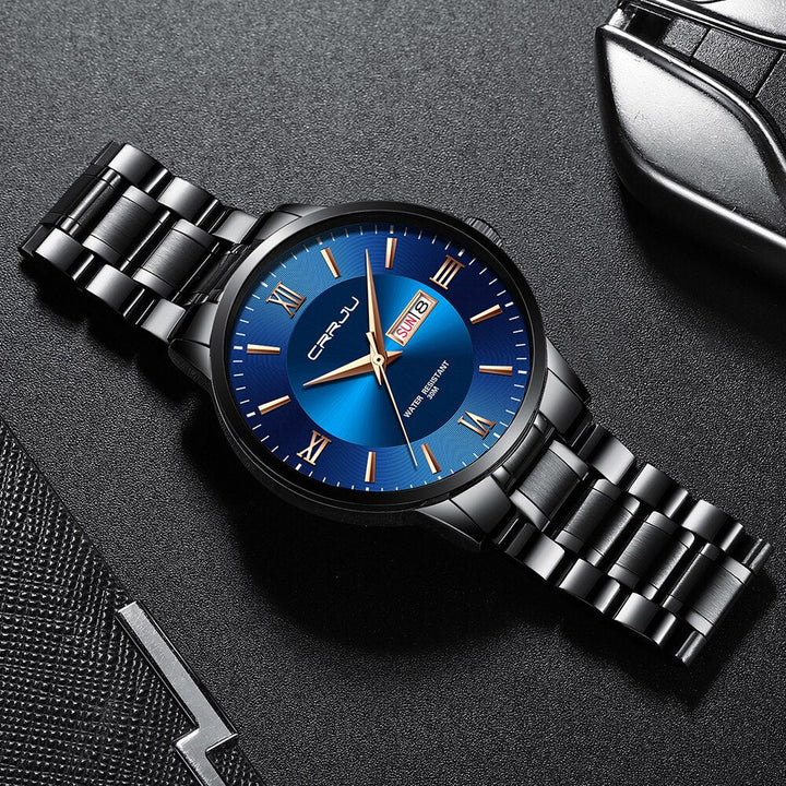 BowLift | Men's Luxury Waterproof Sports Watch – Stainless Steel Quartz Chronograph