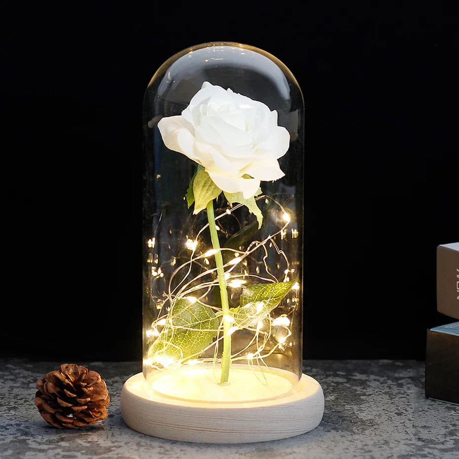 BowLift | Eternal Rose in Glass Dome | Handpicked, LED Lit & Ideal for Romantic Gifts and Home Decor
