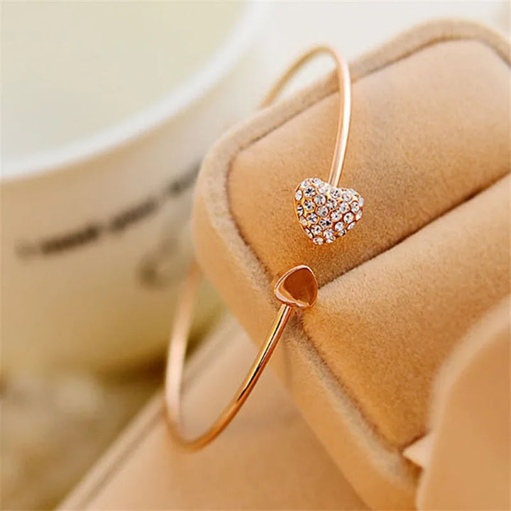 BowLift | Dainty Double Heart Bangle Bracelet