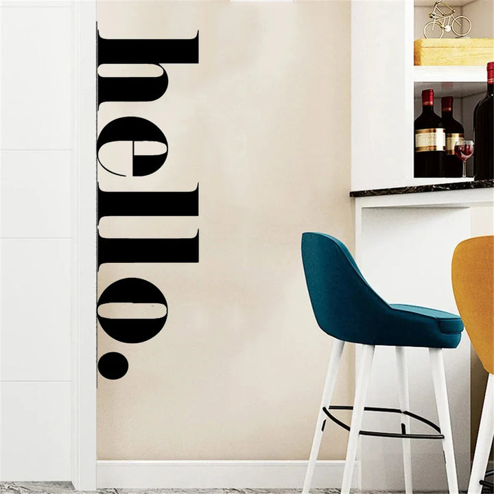 Big Hello Wall Sticker Modern Typography Welcome Signage Removable Peel and Stick PVC Vinyl Wall Decal For Foyer Entrance Hallway Creative DIY Wall Decor | Bowlift