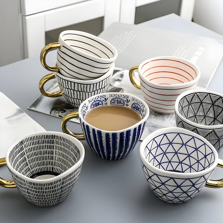 Ceramic mug with geometric design – Stylish and modern | Ideal for coffee or tea | Bowlift