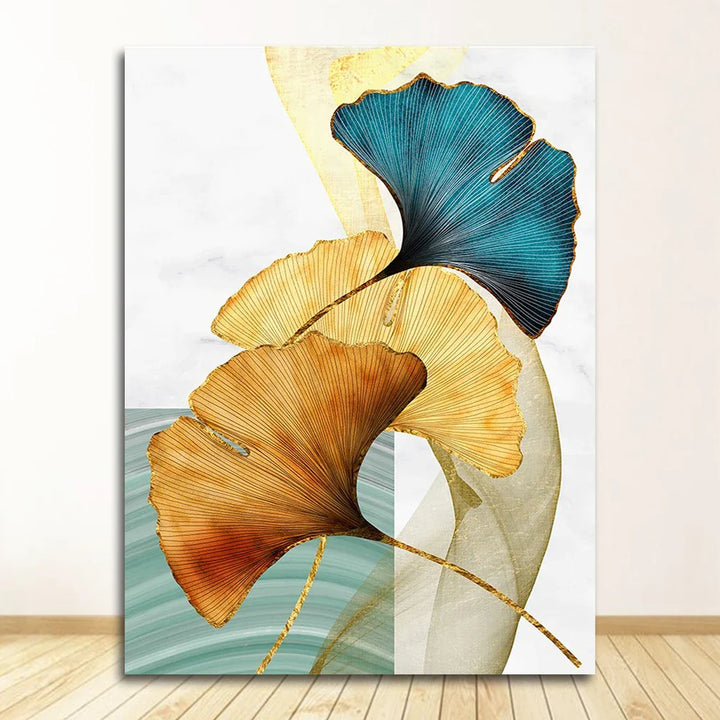 Abstract Exotic Botanical Wall Art Fine Art Canvas Prints Blue Green Yellow Floral Pictures For Living Room Bedroom Light Luxury Home Decor | Bowlift