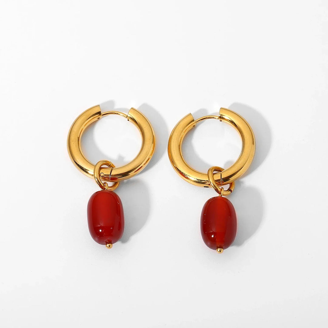 BowLift | Dainty Carnelian Huggie Hoop Earrings