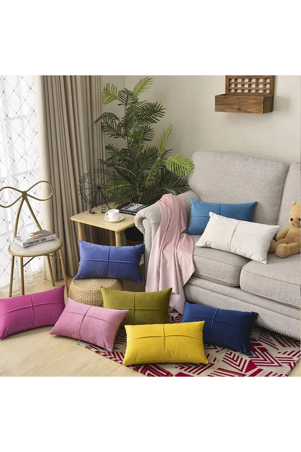 Velvet sofa cushion cover | Bowlift