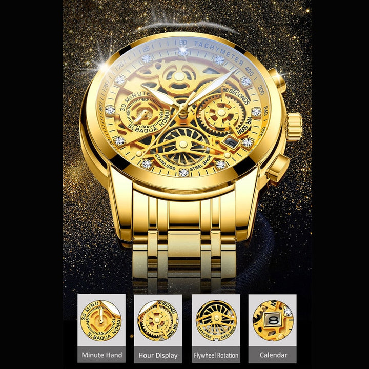 SkeletonWatch - Stijlvol Herenhorloge met Zwart Design Bowlift