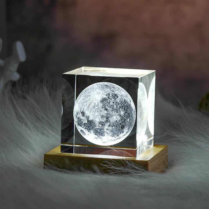 3D Crystal Cube Moon Nightlight | Bowlift