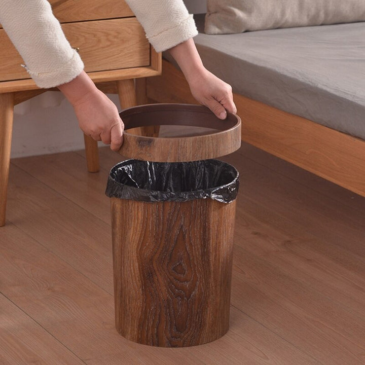 Elegant Retro Wooden Grain Trash Can | Bowlift