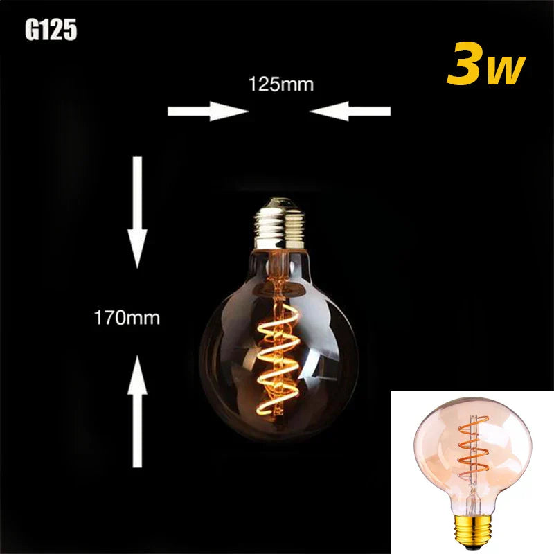 BowLift | Dimmable Vintage LED Bulb (3W, E27 Base) - Gold Spiral Filament for Chandeliers & Decorative Lighting