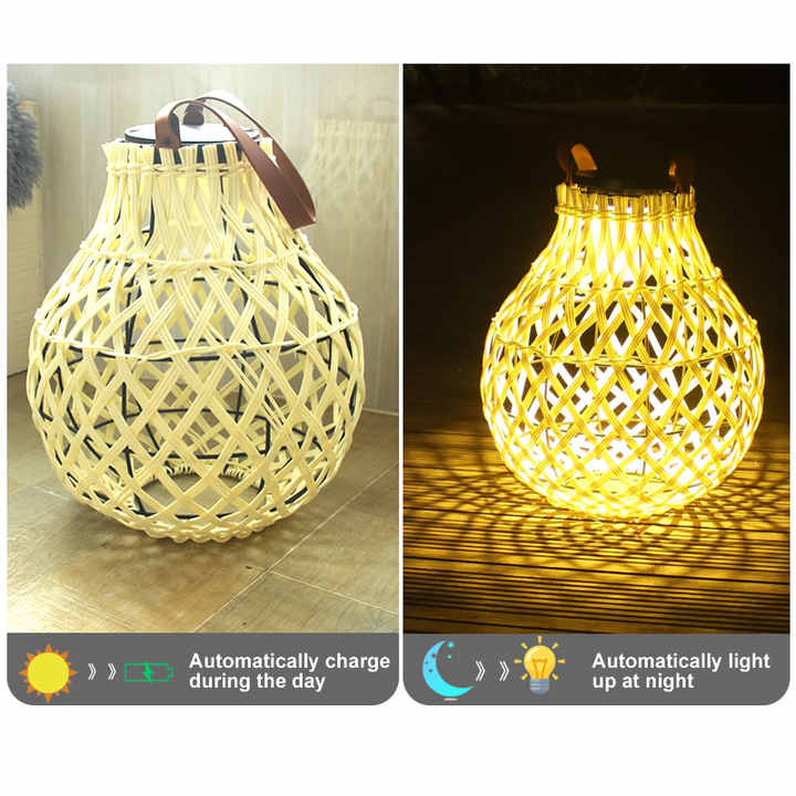 BowLift | Solar LED Rattan Lantern – Large Outdoor Lighting in Oval Design for Garden and Terrace