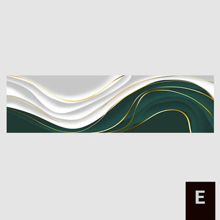 Modern Abstract Green Gray Golden Flowing Ribbon Wall Art Fine Art Canvas Prints Tall Format Pictures For Living Room Foyer Stairway Wall Decor | Bowlift