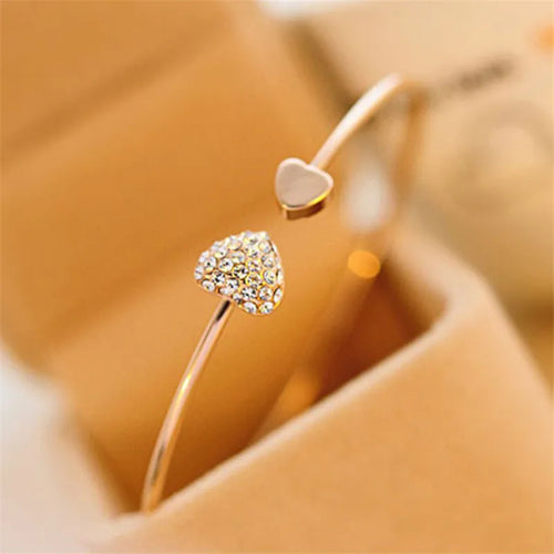 BowLift | Dainty Double Heart Bangle Bracelet