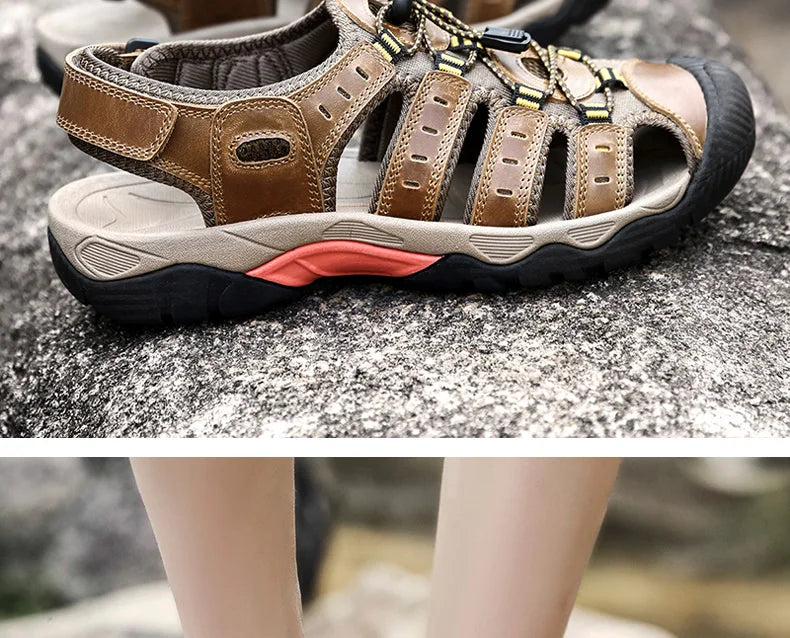 BowLift | Summer Men's Outdoor Sandals Beach Shoes Genuine Leather Trekking Hiking