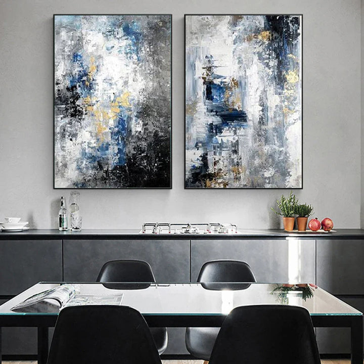Blue Gray Contemporary Abstract Wall Art Fine Art Canvas Prints Posters Pictures For Living Room Home Office Art Decor | Bowlift