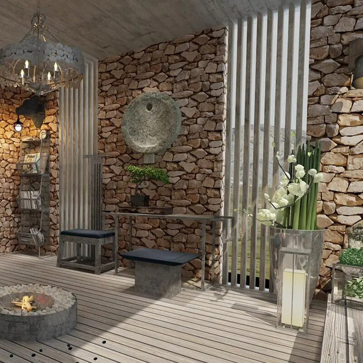 3D Stone Pattern Retro Wallpaper | Bowlift