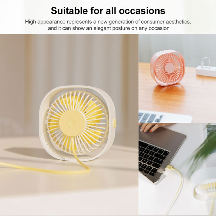 360 Degree Rotation  Wind 3 Speeds Mini USB Desktop Fan (Pink) | Bowlift