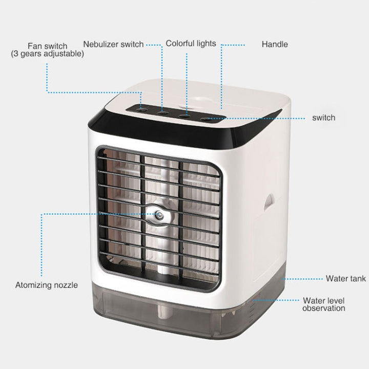 Mini Desktop Cooling Fan Humidifier Air Conditioning Fan Moisturizing Spray Fan(White) | Bowlift
