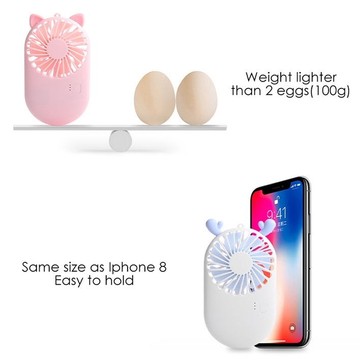 Portable Mini USB Charging Pocket Fan with 3 Speed Control (White) | Bowlift