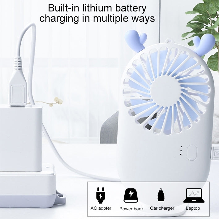 Portable Mini USB Charging Pocket Fan with 3 Speed Control (White) | Bowlift