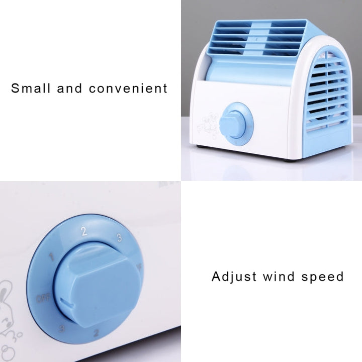 30W Turbine No Blade Mini Desktop Mute Fan for Dormitory / Bedroom / Living Room / Office, 3 Kinds Speed Modes, AC 220V(Blue) | Bowlift