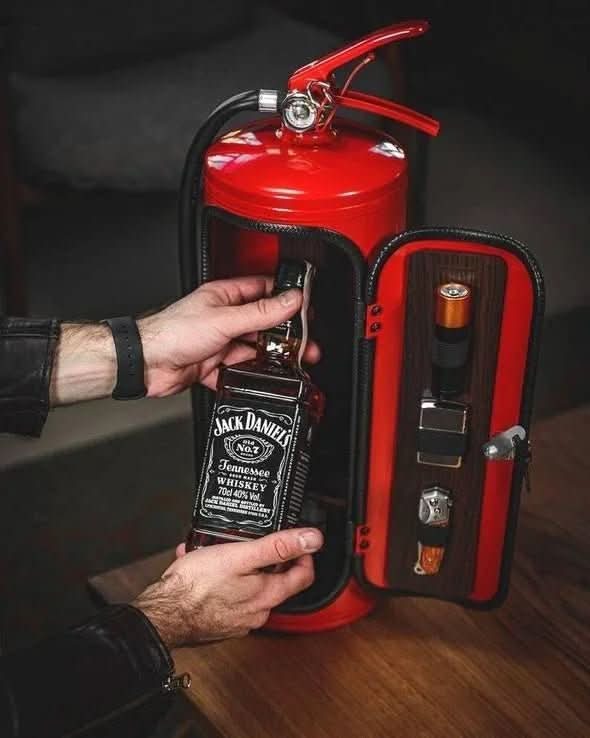 BowLift | Hidden mini bar in fire extinguisher design for stylish drink storage